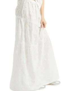 BRIXTON The Abigail Skirt in Off White Floral