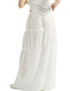BRIXTON The Abigail Skirt in Off White Floral
