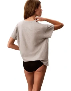 Calvin Klein Cotton Stretch Lounge Relaxed Tee in Grey