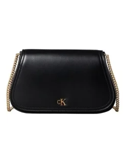 Calvin Klein Curved Wallet with Chain Strap in Black