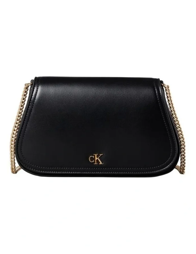 Calvin Klein Curved Wallet with Chain Strap in Black