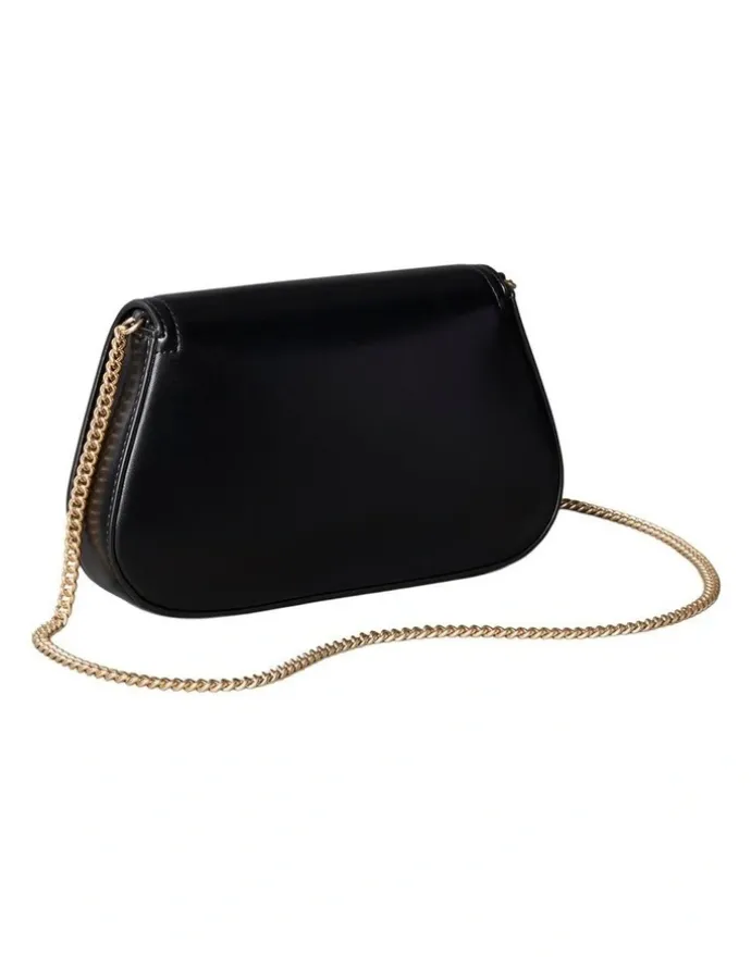 Calvin Klein Curved Wallet with Chain Strap in Black