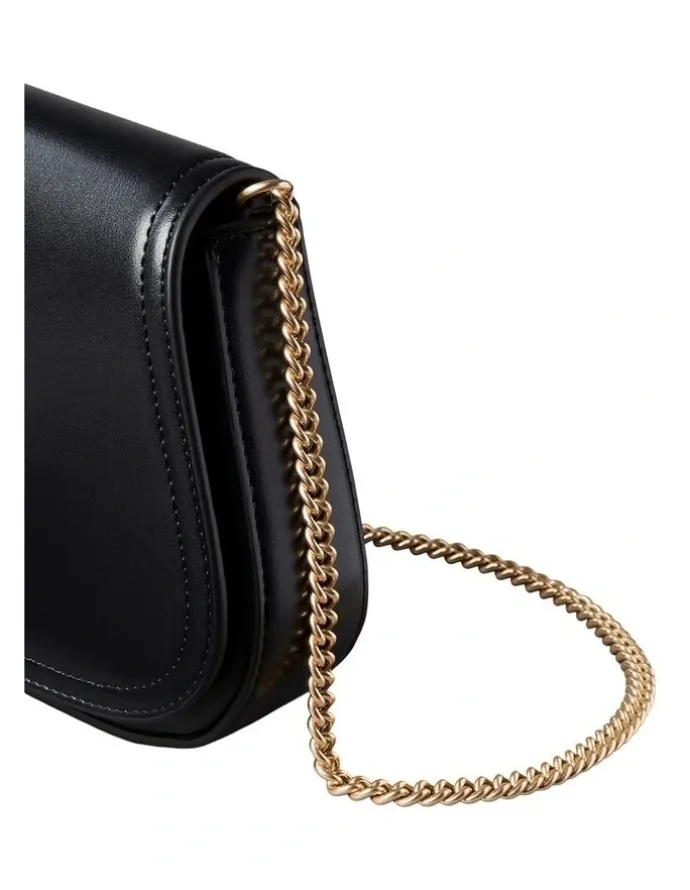 Calvin Klein Curved Wallet with Chain Strap in Black