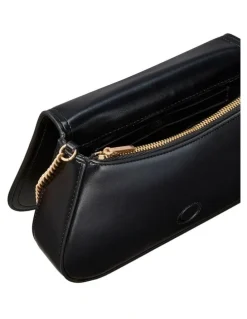 Calvin Klein Curved Wallet with Chain Strap in Black