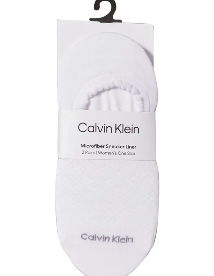 Calvin Klein Diamond Openwork Liner 2 Pack Socks in White
