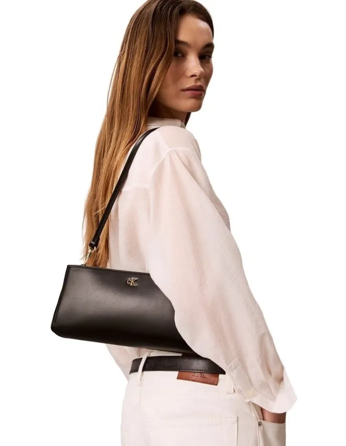 Calvin Klein Elongated Shoulder Bag in Black
