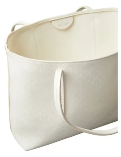 Calvin Klein Emblem Allover Print Tote Bag With Pouch in White