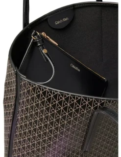 Calvin Klein Emblem Allover Print Small Tote Bag with Pouch