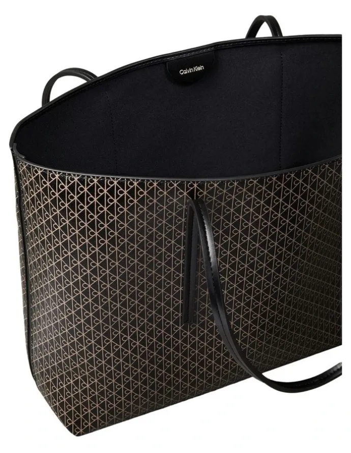 Calvin Klein Emblem Allover Print Tote with Pouch