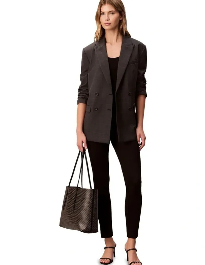 Calvin Klein Emblem Allover Print Tote with Pouch