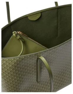 Calvin Klein Emblem Allover Print Tote Bag in Green
