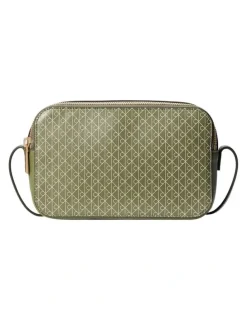 Calvin Klein Emblem Allover Print Crossbody Bag in Green