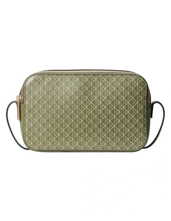 Calvin Klein Emblem Allover Print Crossbody Bag in Green