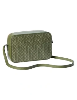 Calvin Klein Emblem Allover Print Crossbody Bag in Green