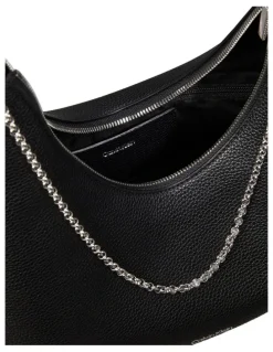 Calvin Klein Emblem Hardware Pebble Shoulder Bag in Black