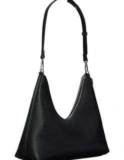 Calvin Klein Emblem Hardware Pebble Shoulder Bag in Black
