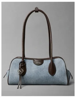 Calvin Klein Emblem Trio Shoulder Bag in Light Wash Denim