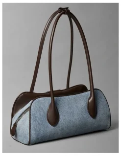 Calvin Klein Emblem Trio Shoulder Bag in Light Wash Denim