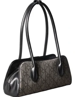 Calvin Klein Emblem Trio Shoulder Bag in Lotus Beige/Black Aop