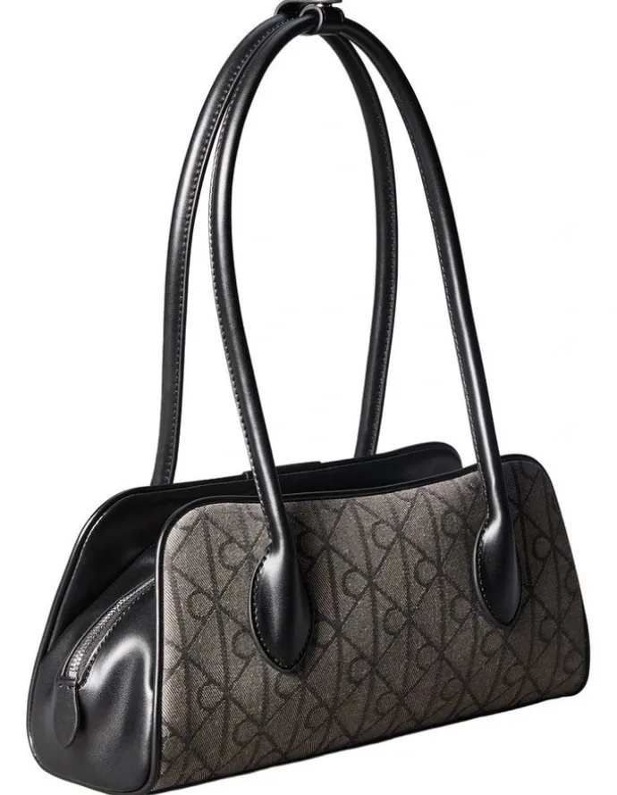 Calvin Klein Emblem Trio Shoulder Bag in Lotus Beige/Black Aop