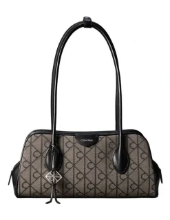 Calvin Klein Emblem Trio Shoulder Bag in Lotus Beige/Black Aop