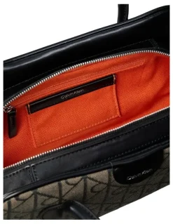 Calvin Klein Emblem Trio Shoulder Bag in Lotus Beige/Black Aop