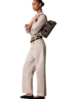 Calvin Klein Emblem Trio Shoulder Bag in Lotus Beige/Black Aop