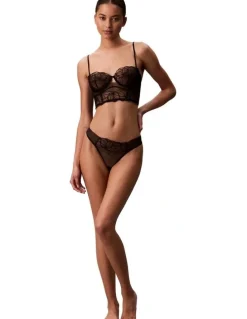 Calvin Klein Floral Lace Thong in Black