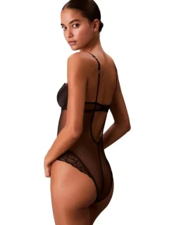 Calvin Klein Floral Lace Bodysuit in Black