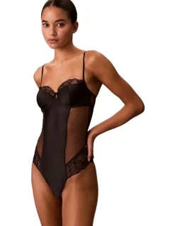Calvin Klein Floral Lace Bodysuit in Black