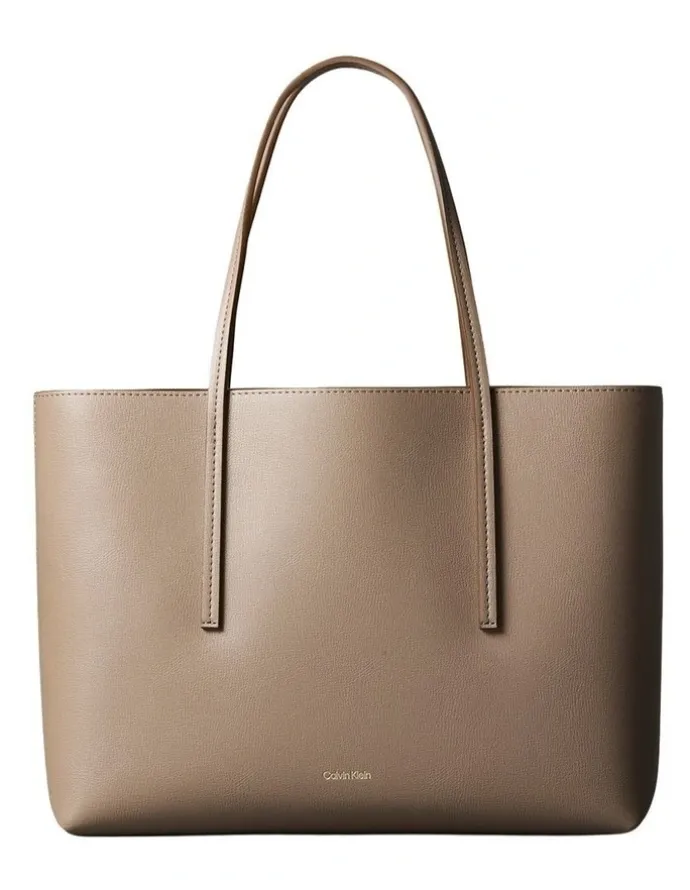 Calvin Klein Foil Logo Small Tote Bag in Brown