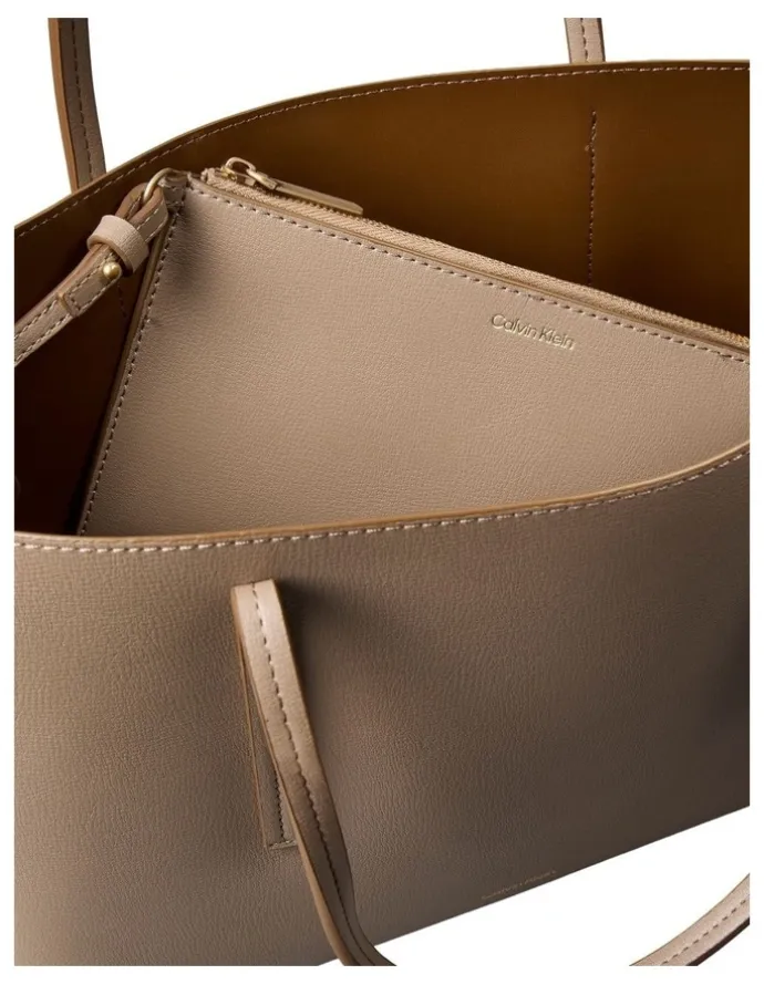 Calvin Klein Foil Logo Small Tote Bag in Brown