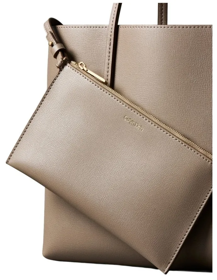 Calvin Klein Foil Logo Small Tote Bag in Brown
