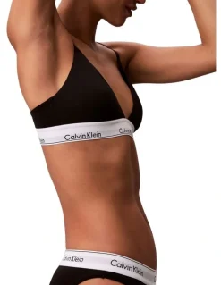 Calvin Klein Icon Cotton Modal Lightly Lined Triangle Bralette in Black