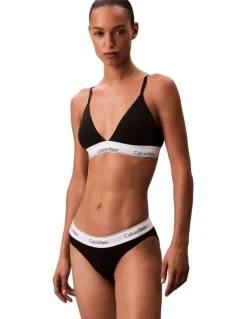 Calvin Klein Icon Cotton Modal Lightly Lined Triangle Bralette in Black