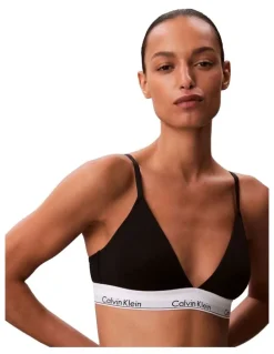 Calvin Klein Icon Cotton Modal Lightly Lined Triangle Bralette in Black