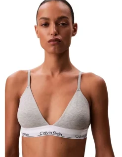 Calvin Klein Icon Cotton Modal Lightly Lined Triangle Bralette in Grey