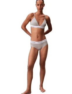 Calvin Klein Icon Cotton Modal Lightly Lined Triangle Bralette in Grey