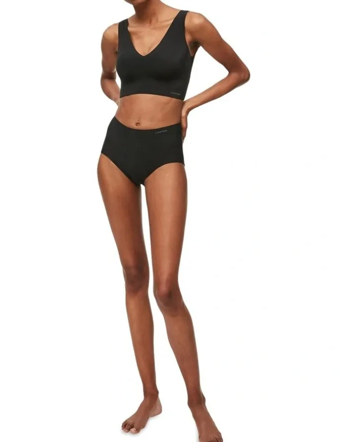 Calvin Klein Invisibles (Comfort) Lightly Lined Bralette (V Neck) in Black
