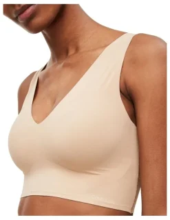 Calvin Klein Invisibles Comfort Lightly Lined V Neck Bralette Bare Beige