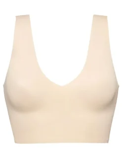 Calvin Klein Invisibles Comfort Lightly Lined V Neck Bralette Bare Beige