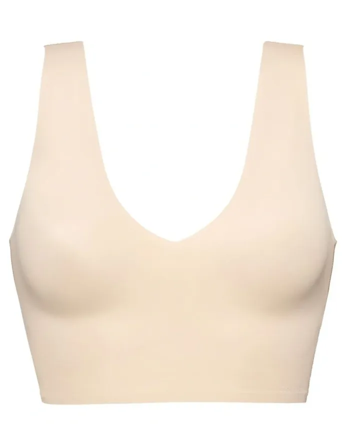 Calvin Klein Invisibles Comfort Lightly Lined V Neck Bralette Bare Beige