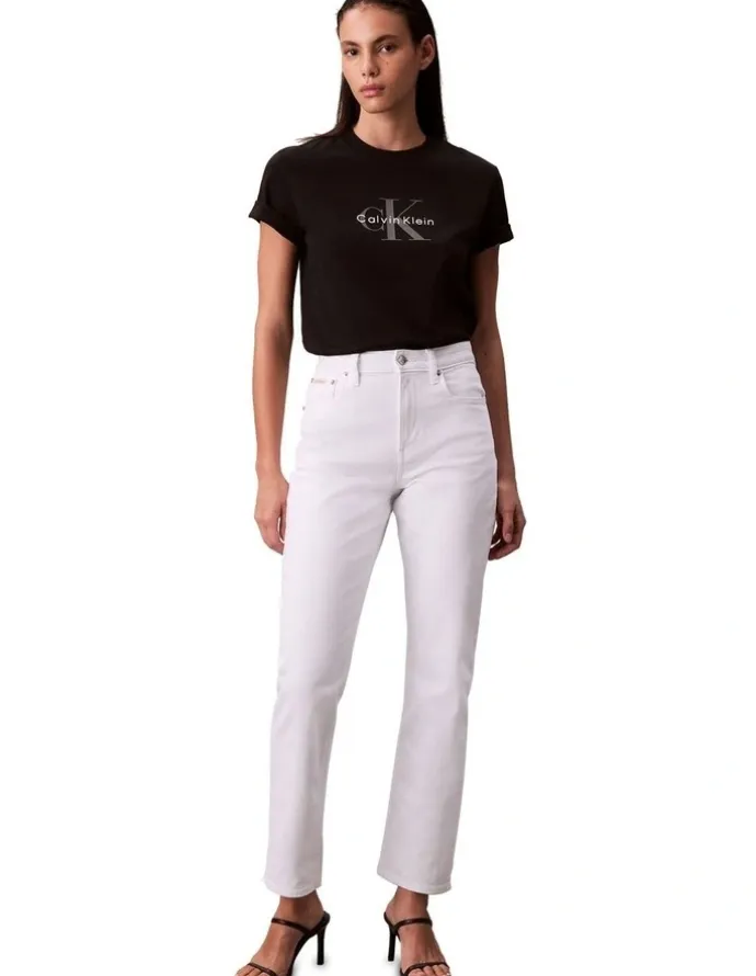 Calvin Klein Jeans Hero Short Sleeve Classic Monologo Crew Neck Tee in Black