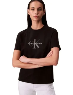 Calvin Klein Jeans Hero Short Sleeve Classic Monologo Crew Neck Tee in Black