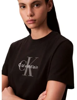 Calvin Klein Jeans Hero Short Sleeve Classic Monologo Crew Neck Tee in Black