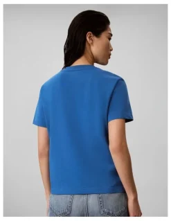 Calvin Klein Jeans Hero Short Sleeve Classic Monologo Crew Neck Tee in Winter Blue
