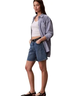 Calvin Klein Jeans Hi Rise A-Line Denim Shorts in Blue Caroline