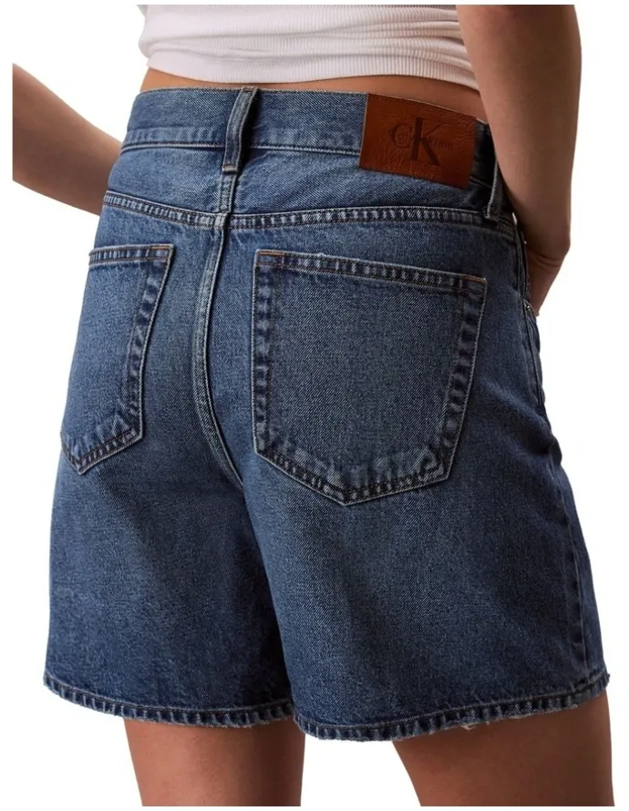 Calvin Klein Jeans Hi Rise A-Line Denim Shorts in Blue Caroline