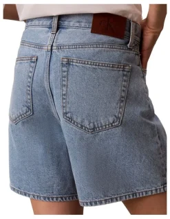 Calvin Klein Jeans Hi Rise A-Line Denim Shorts in Coastal Light