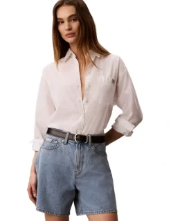 Calvin Klein Jeans Hi Rise A-Line Denim Shorts in Coastal Light